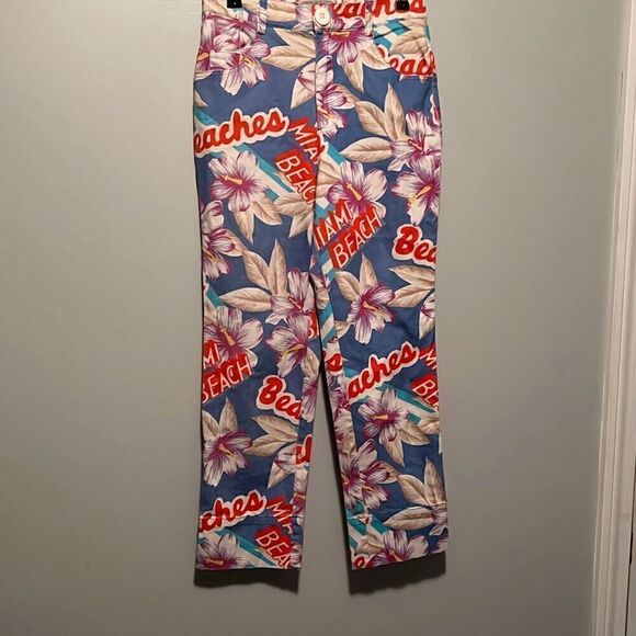 Urban Outfitters Women's Multicolor Miami Beach Tropical Floral Print Pants - Picture 1 of 7